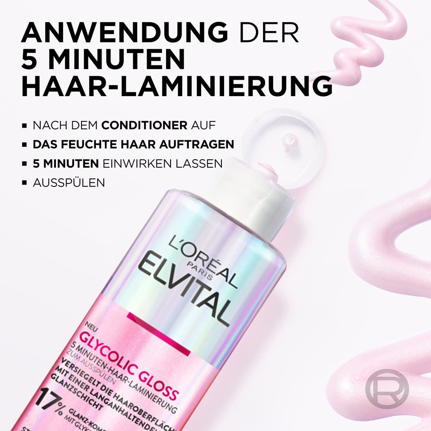 Anwendung der 5 Minuten Elvital Glycolic Gloss Laminierung